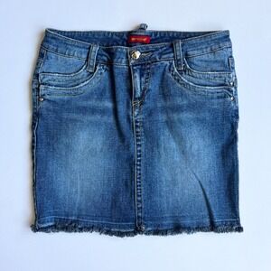 Y2K/90s Vintage Blue Asphalt Denim Mini Skirt